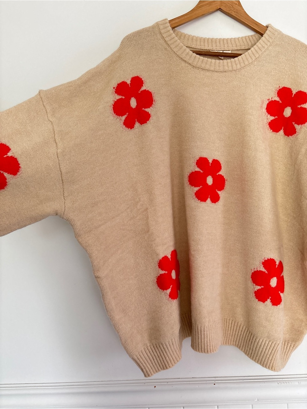 Easel Plus Crewneck Floral Sweater Size 2X Neutral Cozy Chic Boho * E10 - Picture 9 of 16